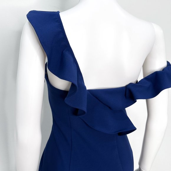 Likely Norvina Ruffle One Shoulder Flounce Mini Dress in Blueprint Blue Size 2 - Picture 10 of 14